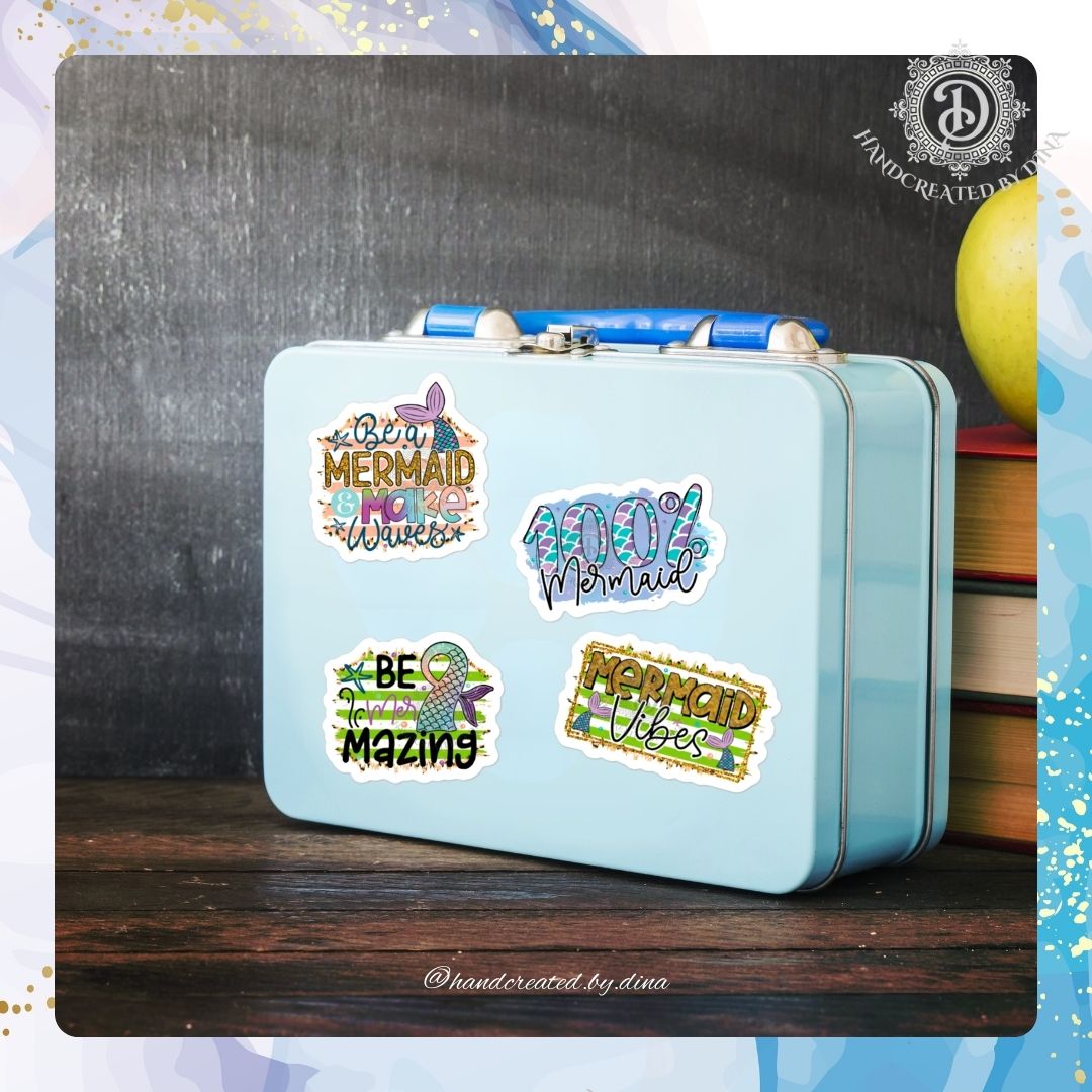 Kiss-Cut 100% Mermaid Stickers, Durable Vinyl Bubble-Free Mermaid Stickers