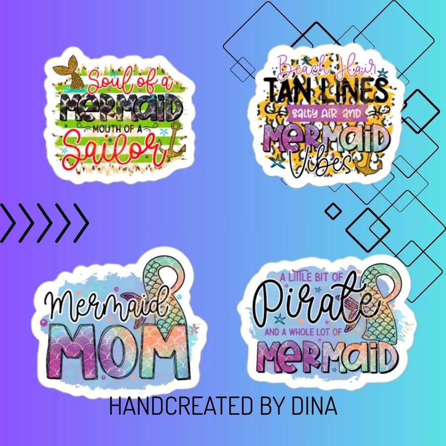 Bubble-free Mermaid Mom Stickers, Mermaid Stickers for Notebooks—Great for Crafting