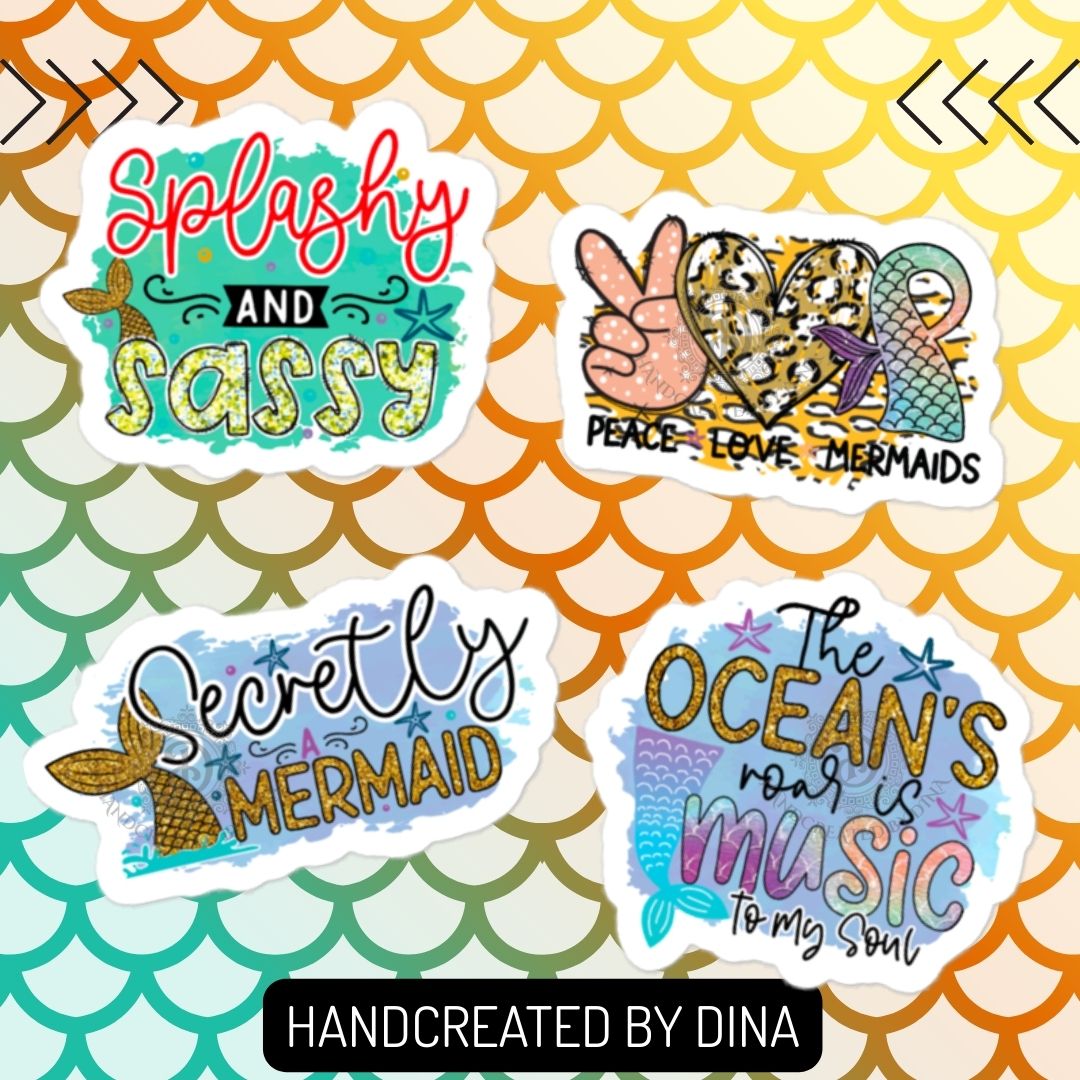 Sassy Bubble-free Stickers, Mermaid Stickers for Laptop Ideal for Drink Bottles