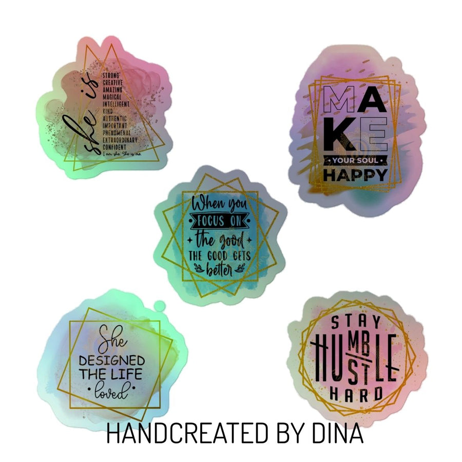 Holographic Affirmation Sticker Set 1, Durable Vinyl Notebook Sticker Set Perfect for Crafting