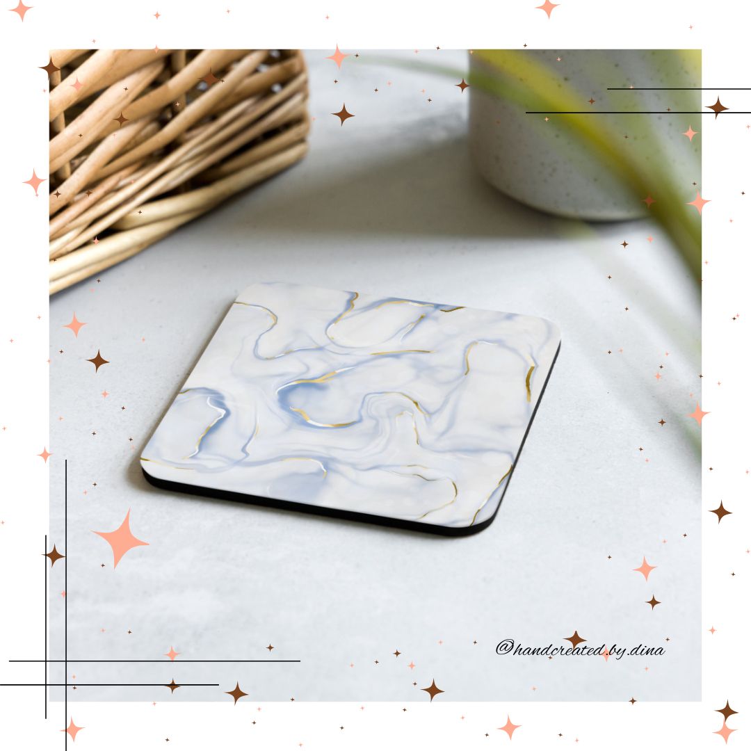 Marbled Cork-Back Coaster Collection, Eco-Friendly Drink Coasters to Protect Surfaces, Great Gift for Newlyweds or Friends