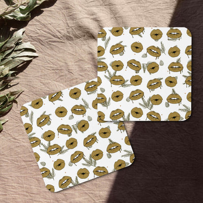 Lips Cork-back Coaster, Beverage Coaster, Coffee Coaster, Bar Decor, Sustainable Coaster, Drink Accessory, Gift for Hostess