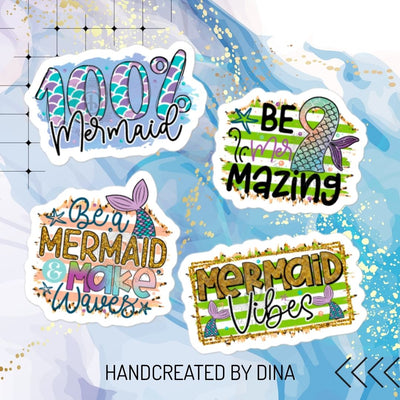 Kiss-Cut 100% Mermaid Stickers, Durable Vinyl Bubble-Free Mermaid Stickers