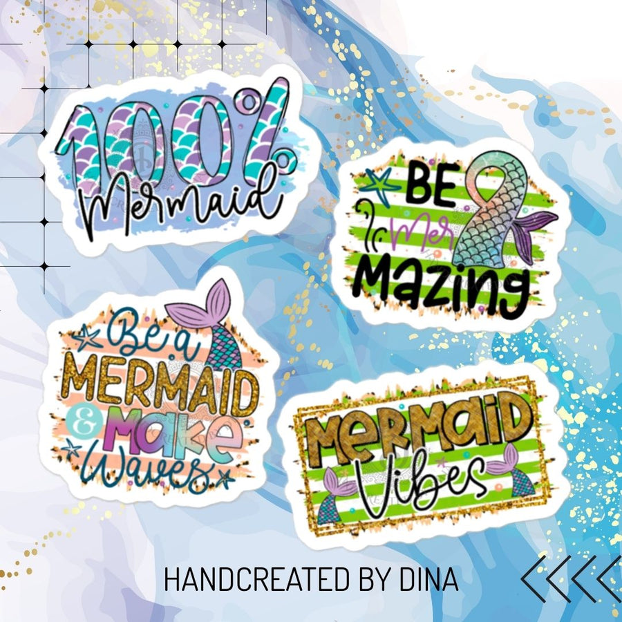 Kiss-Cut 100% Mermaid Stickers, Durable Vinyl Bubble-Free Mermaid Stickers