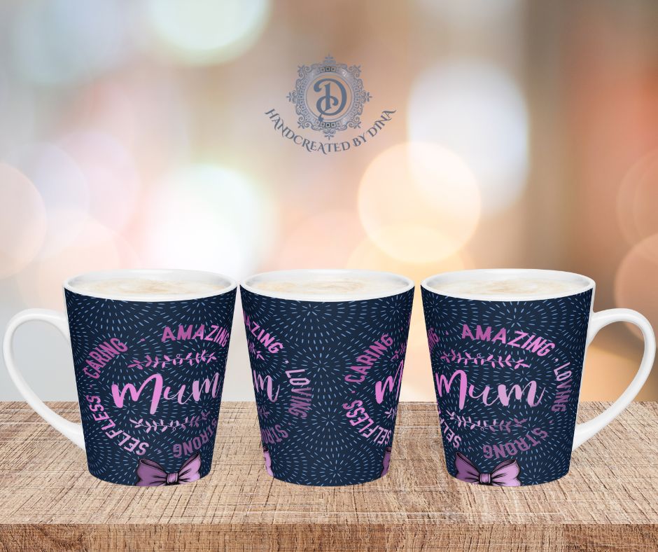 Amazing Mum Glossy Latte mug, Elegant Ceramic Mother's Day Mug for Everyday Use, Dishwasher Safe Mug Great For Mum