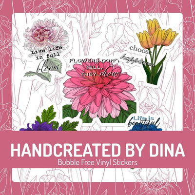 Bubble-Free Floral Stickers, Customisable Waterproof Labels for Scrapbooking and Crafting, Unique Gift for Art Lovers