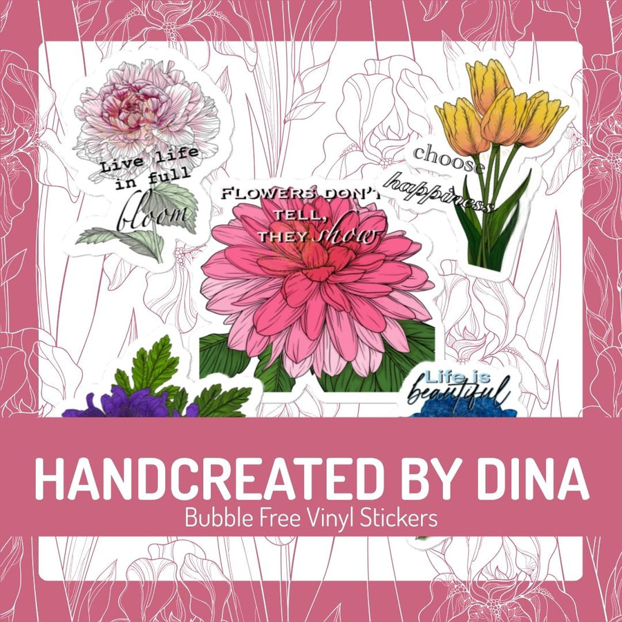 Bubble-Free Floral Stickers, Customisable Waterproof Labels for Scrapbooking and Crafting, Unique Gift for Art Lovers