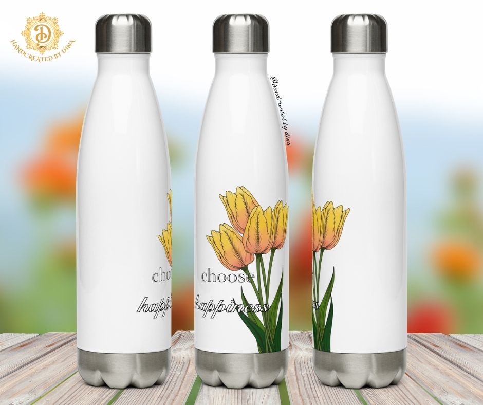 Tulip Stainless Steel Water Bottle, Sleek Insulated Design to Keep Drinks Cold or Hot, Ideal Gift for Fitness Enthusiasts