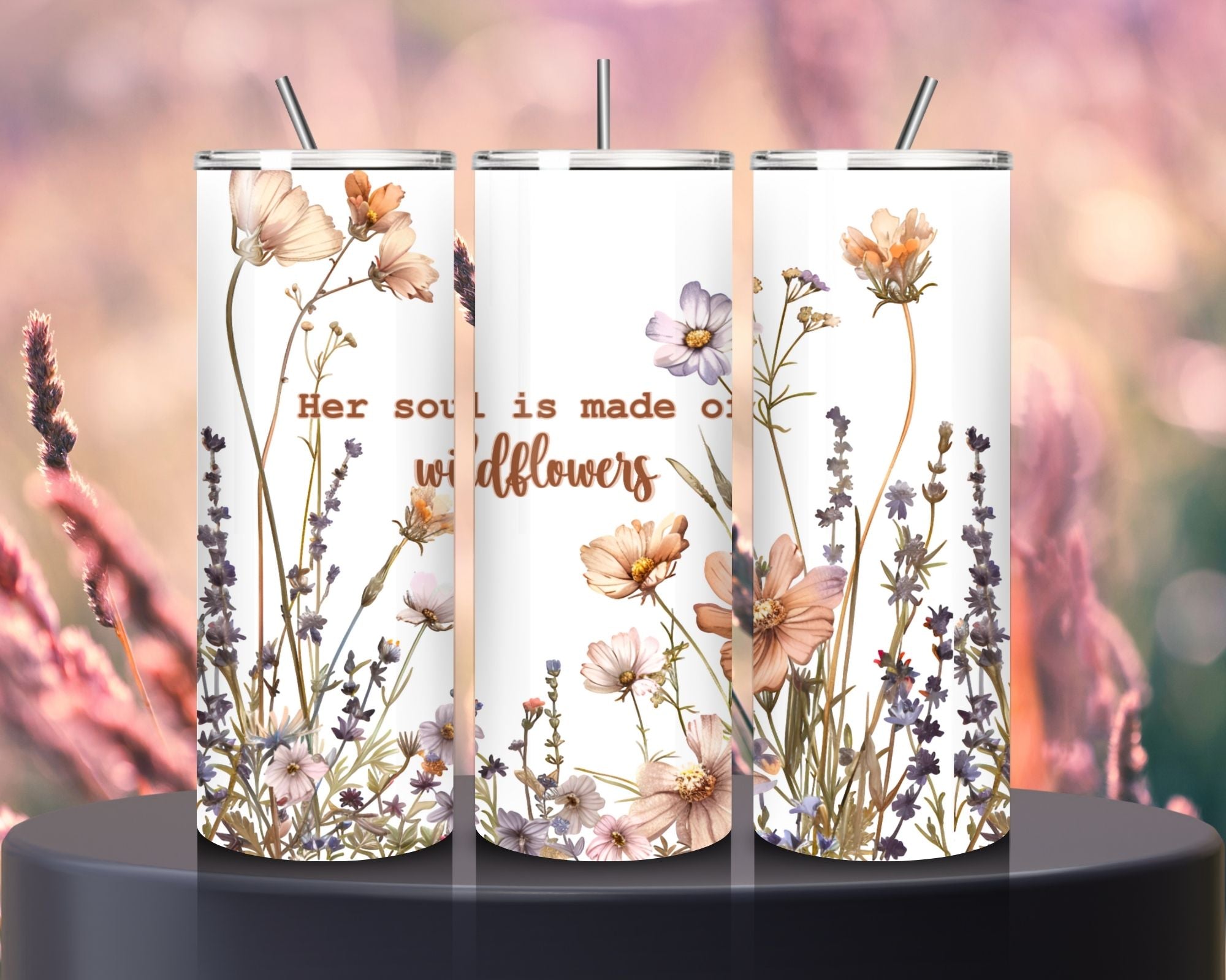 Wildflower Stainless Steel Tumbler, Sleek Double-Walled Insulated Cup for On-the-Go, Perfect Gift for Friends and Family