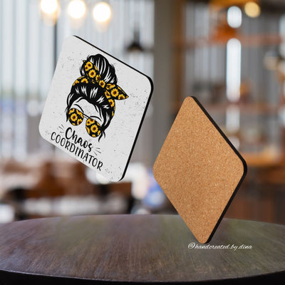 Cork-back coaster set with Girl Print, Perfect Drink Coaster, Eco-Friendly Durable Coaster, Drink Accessory, Table Drink Protector