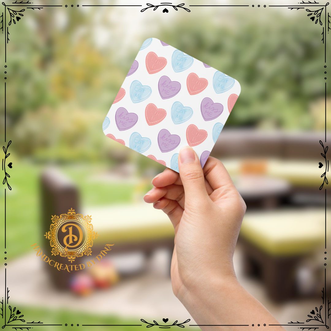 Candy Cork-Back Coaster, Coffee Coaster, Durable Coaster, Desk Accessory, Dining Decor, New Home Gift