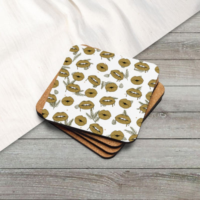 Lips Cork-back Coaster, Beverage Coaster, Coffee Coaster, Bar Decor, Sustainable Coaster, Drink Accessory, Gift for Hostess