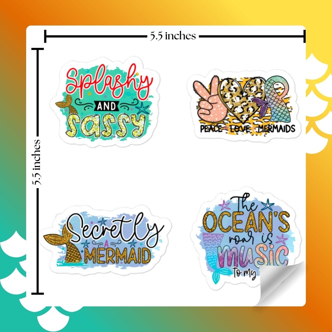 Sassy Bubble-free Stickers, Mermaid Stickers for Laptop Ideal for Drink Bottles