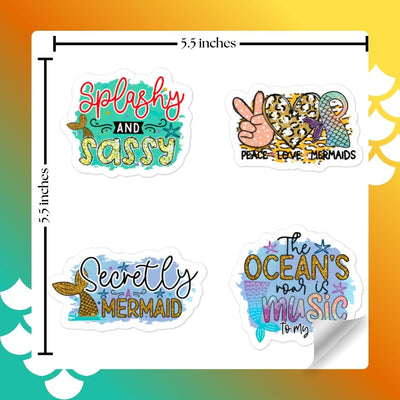 Sassy Bubble-free Stickers, Mermaid Stickers for Laptop Ideal for Drink Bottles
