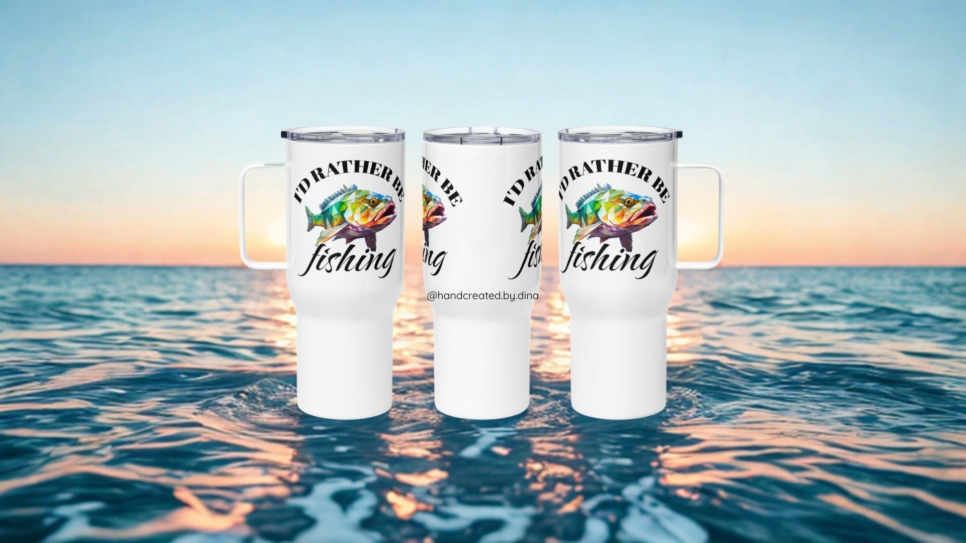 Fishing Travel Mug with a Handle, Stainless Steel Insulated Travel Mug for Hydration Enthusiasts, Ideal Gift for Travel Enthusiasts