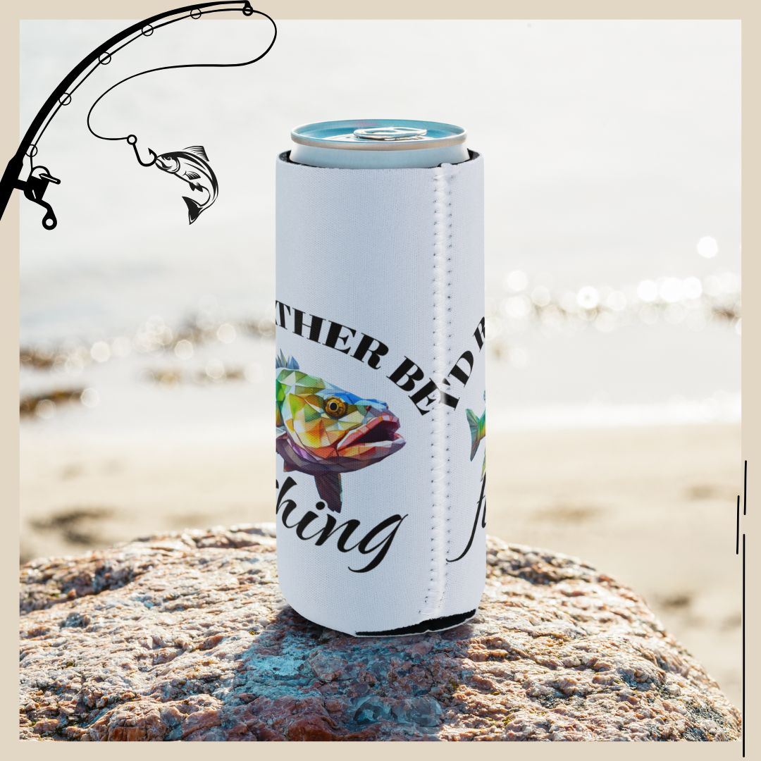 Fishing Can Cooler, Insulated Beer Holder, Slim Line Beverage Cooler Perfect For Her, Great For Him