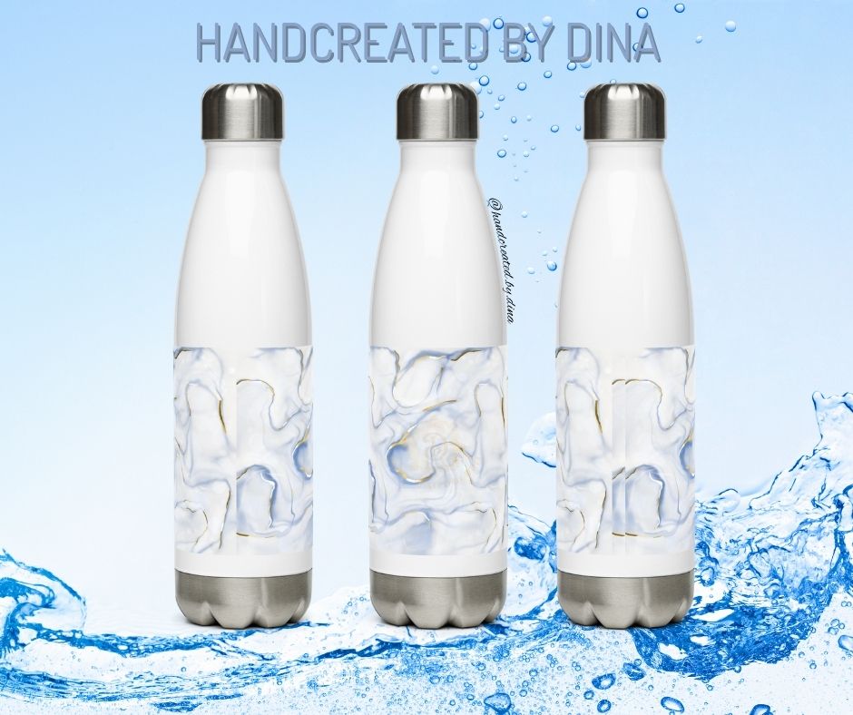 Marbled Stainless Steel Water Bottle, Personalised and Leak-Proof Travel Flask for Unique Birthday or Holiday Gifts