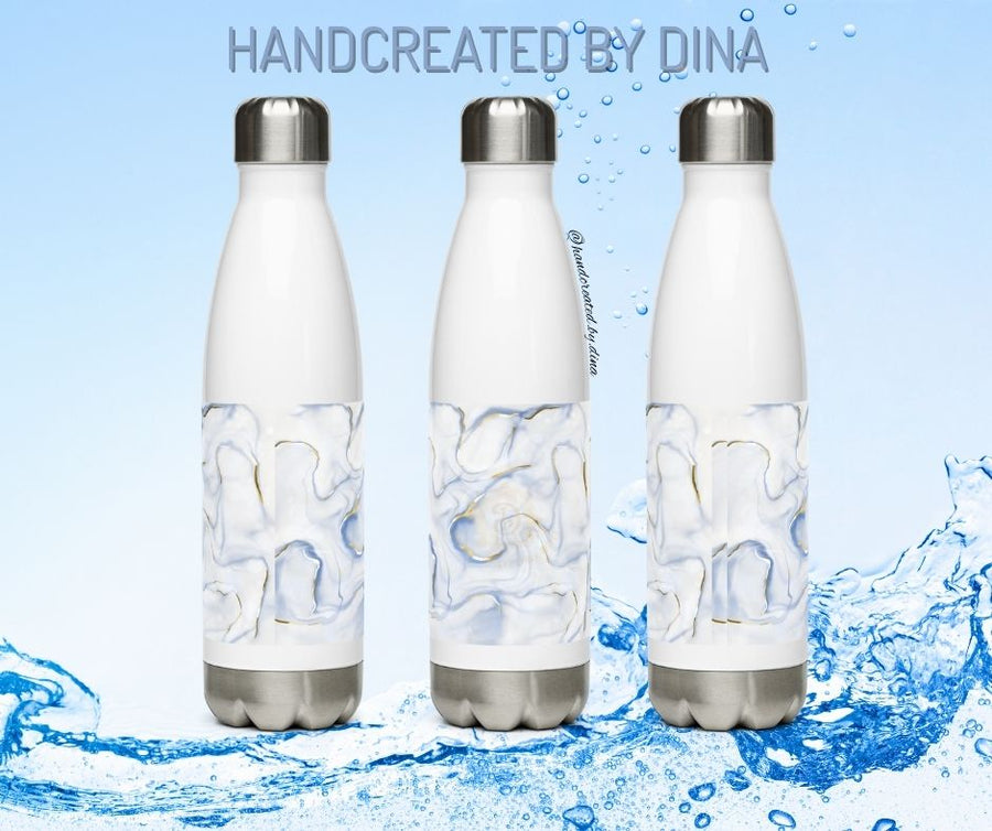 Marbled Stainless Steel Water Bottle, Personalised and Leak-Proof Travel Flask for Unique Birthday or Holiday Gifts