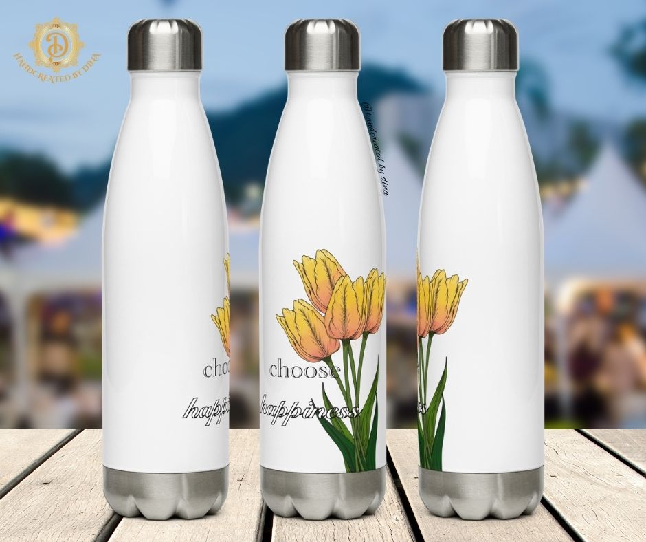 Tulip Stainless Steel Water Bottle, Sleek Insulated Design to Keep Drinks Cold or Hot, Ideal Gift for Fitness Enthusiasts