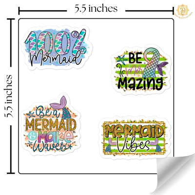Kiss-Cut 100% Mermaid Stickers, Durable Vinyl Bubble-Free Mermaid Stickers
