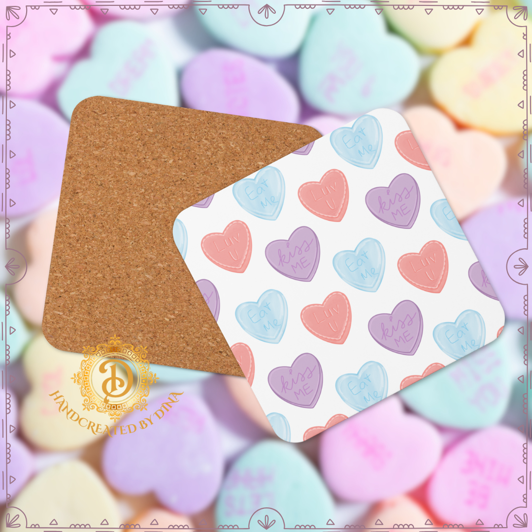 Candy Cork-Back Coaster, Coffee Coaster, Durable Coaster, Desk Accessory, Dining Decor, New Home Gift