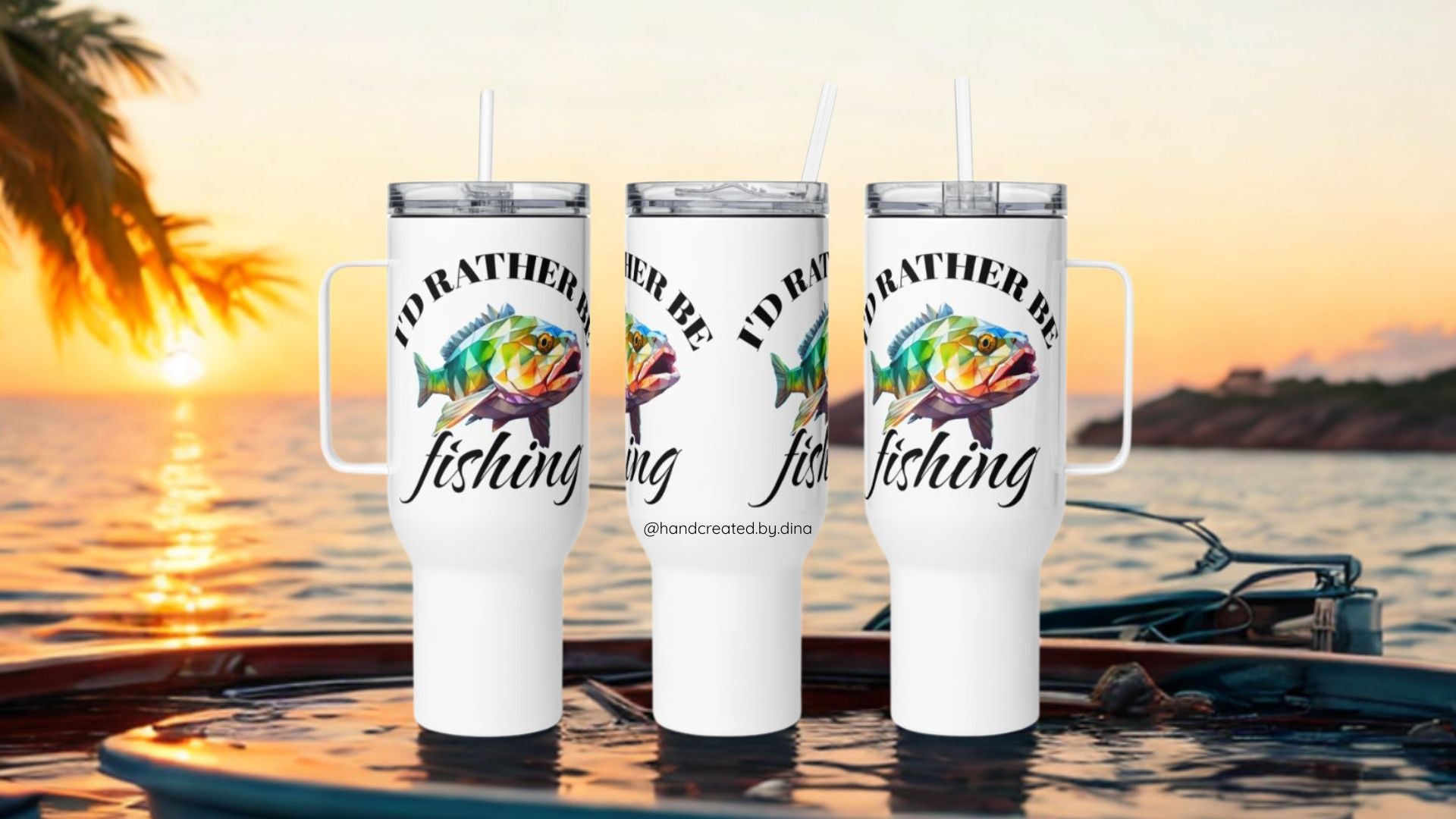 Fishing Travel Mug with a Handle, Stainless Steel Insulated Travel Mug for Hydration Enthusiasts, Ideal Gift for Travel Enthusiasts