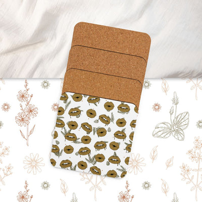 Lips Cork-back Coaster, Beverage Coaster, Coffee Coaster, Bar Decor, Sustainable Coaster, Drink Accessory, Gift for Hostess