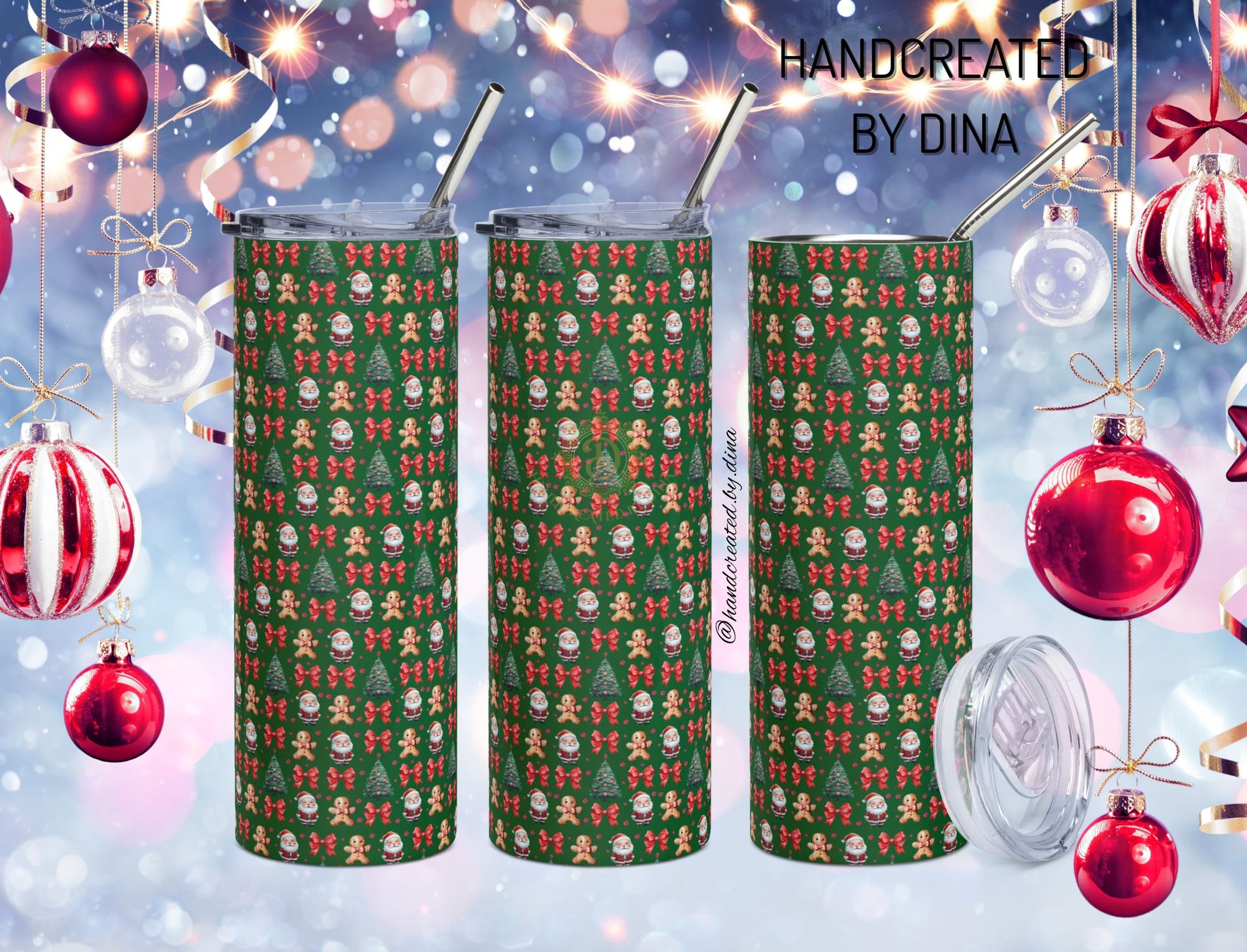 Green Christmas Print Stainless Steel Tumbler - Durable and Stylish Drinkware for Everyday Use - Ideal Gift for Birthdays or Special Occasions