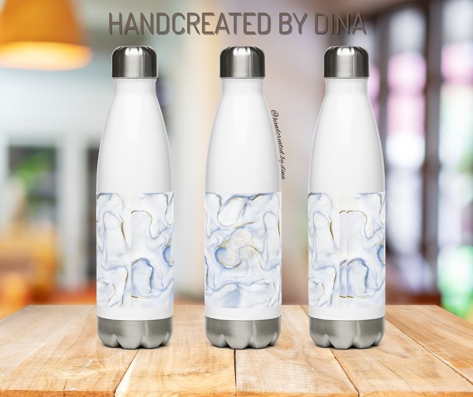 Marbled Stainless Steel Water Bottle, Personalised and Leak-Proof Travel Flask for Unique Birthday or Holiday Gifts