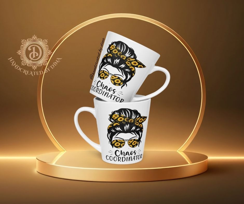 Glossy Latte mug with Girl Print, Elegant Ceramic Mother's Day Mug for Everyday Use, Dishwasher Safe Mug Great For Mum