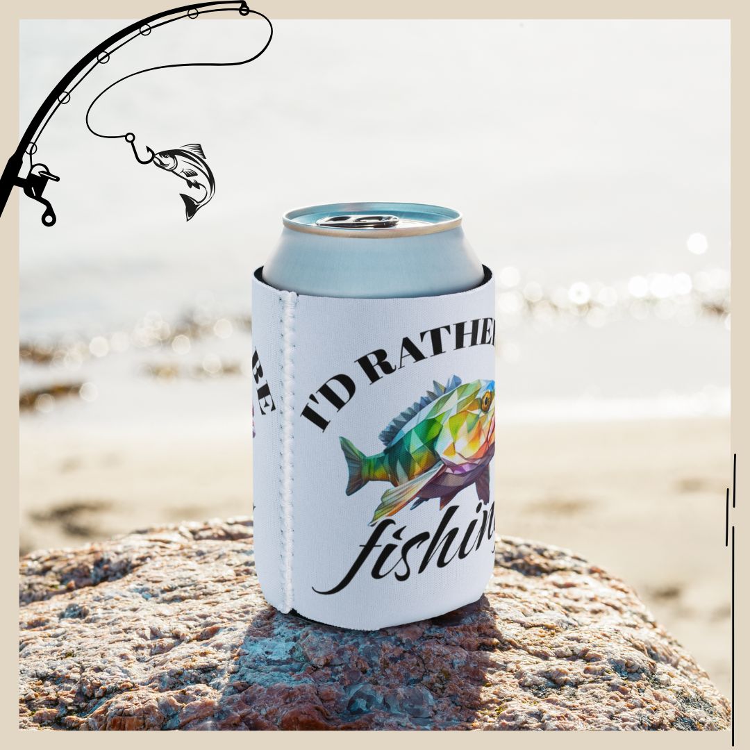 Fishing Can Cooler, Insulated Beer Holder, Slim Line Beverage Cooler Perfect For Her, Great For Him