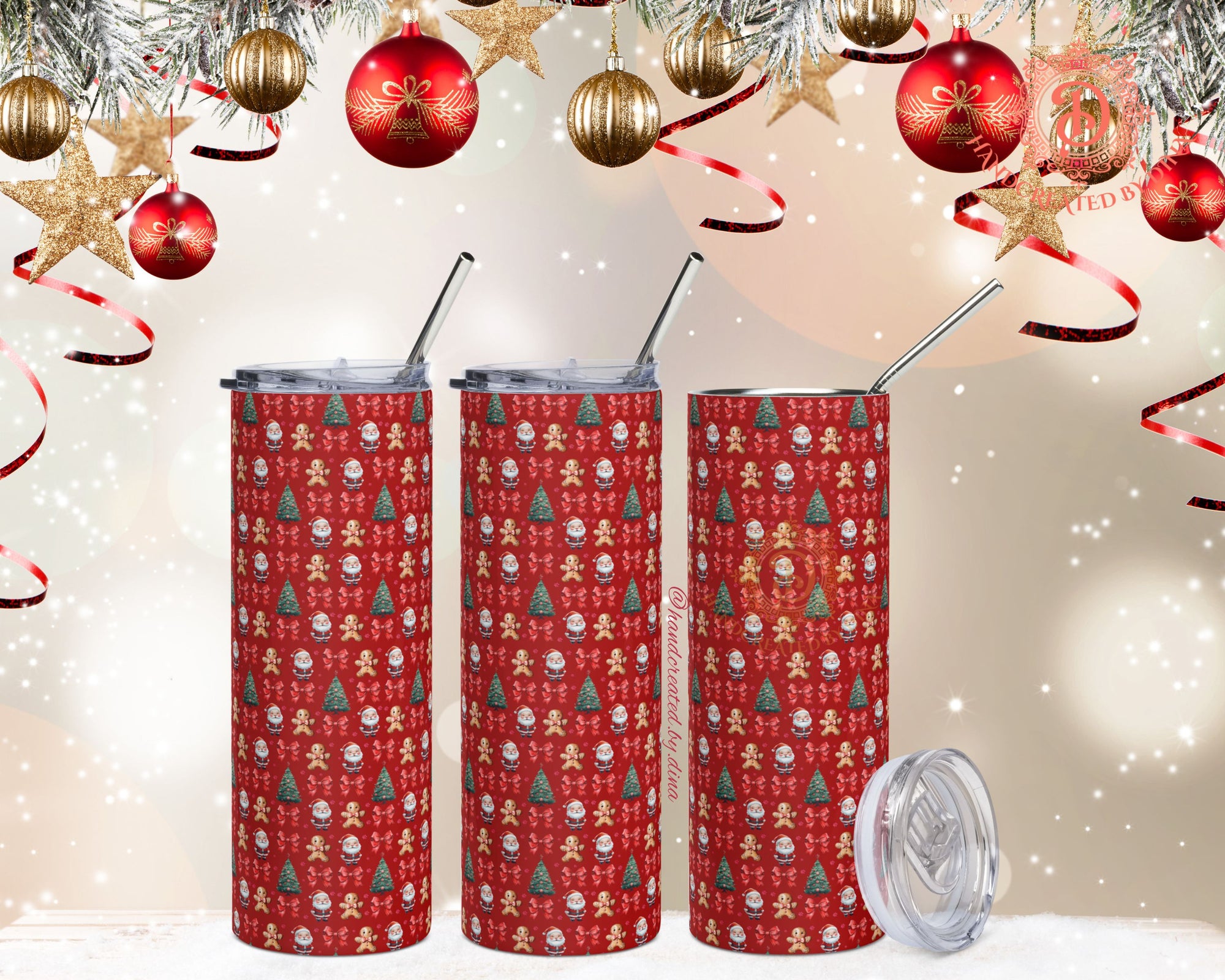 Red Christmas Stainless Steel Tumbler, Stylish Eco-Friendly Drinkware for Everyday Use, Ideal Birthday Gift for Friends & Family