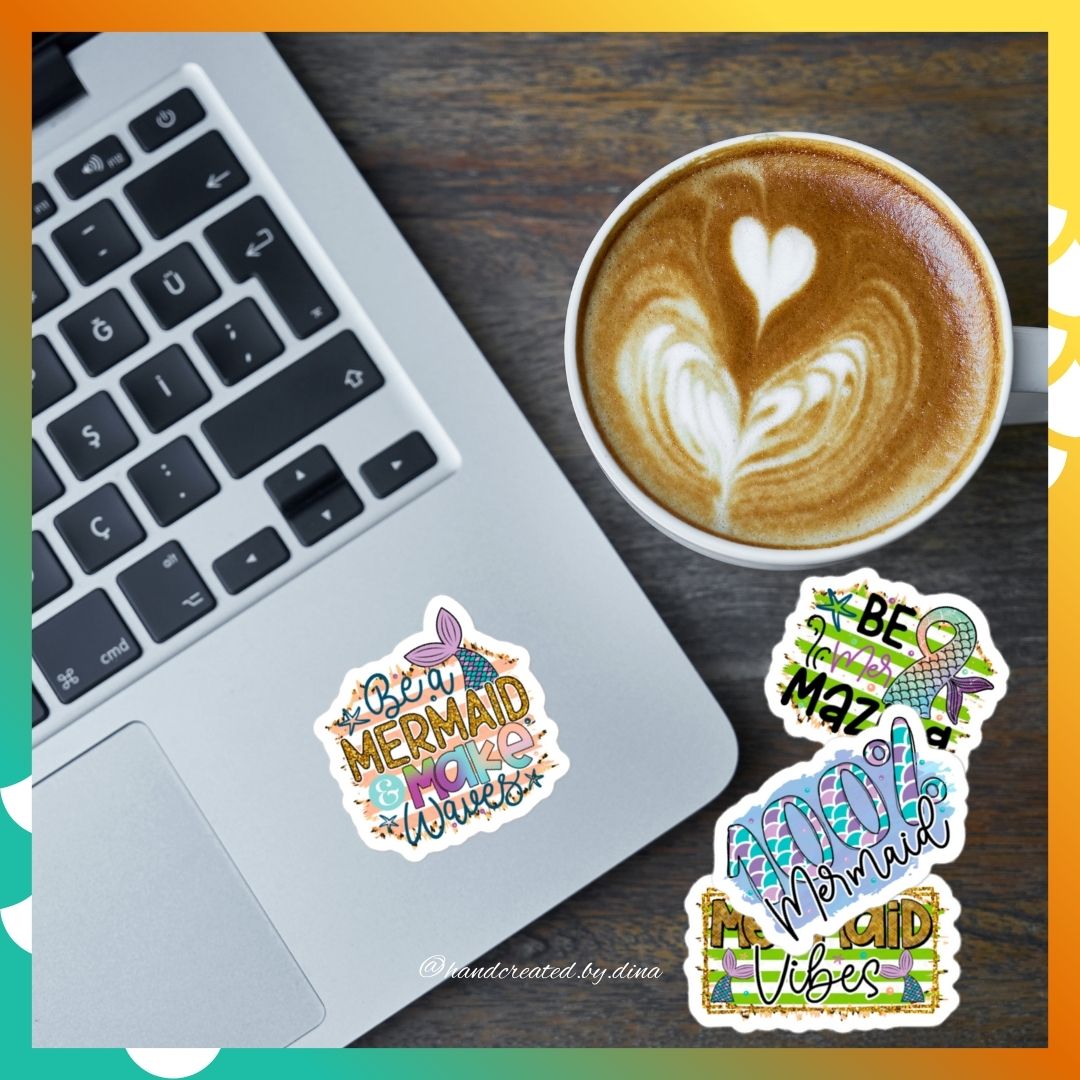 Sassy Bubble-free Stickers, Mermaid Stickers for Laptop Ideal for Drink Bottles