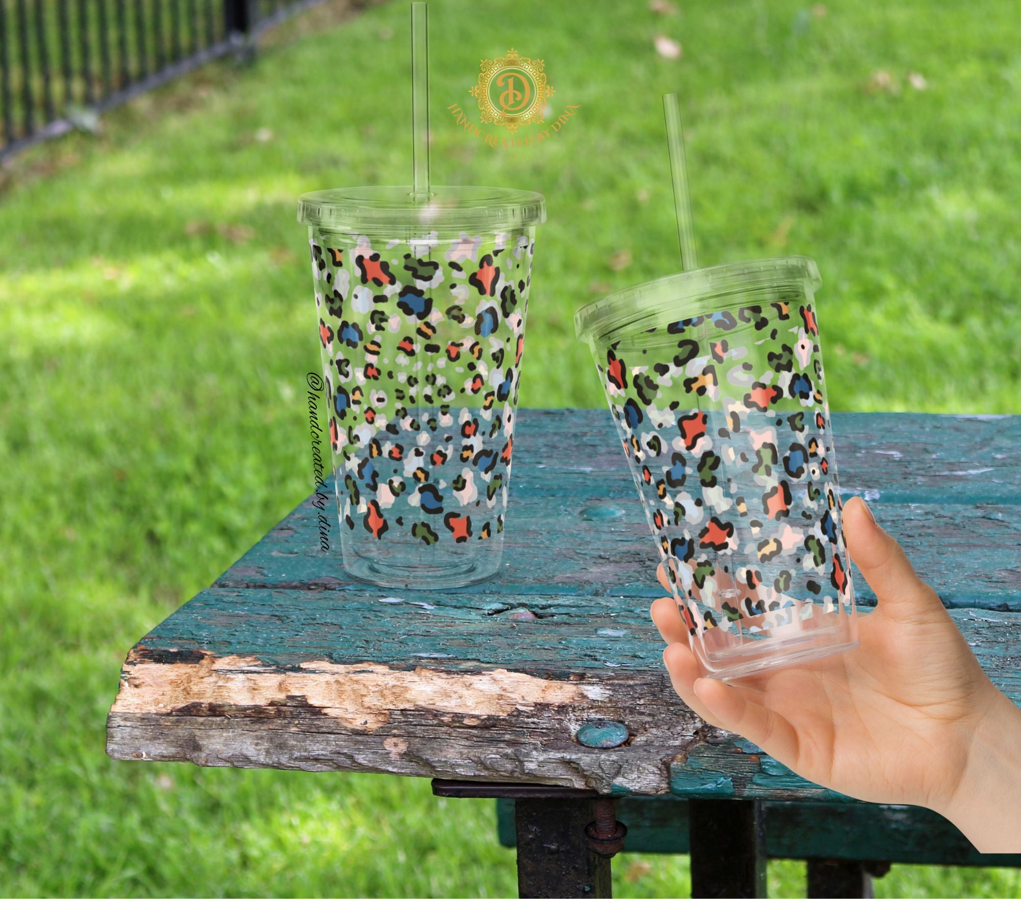 Clear Plastic Leopard Print Tumbler, Reusable Water Cup, Travel Friendly Drinkware, Outdoor Tumbler, Summer Cold Cup