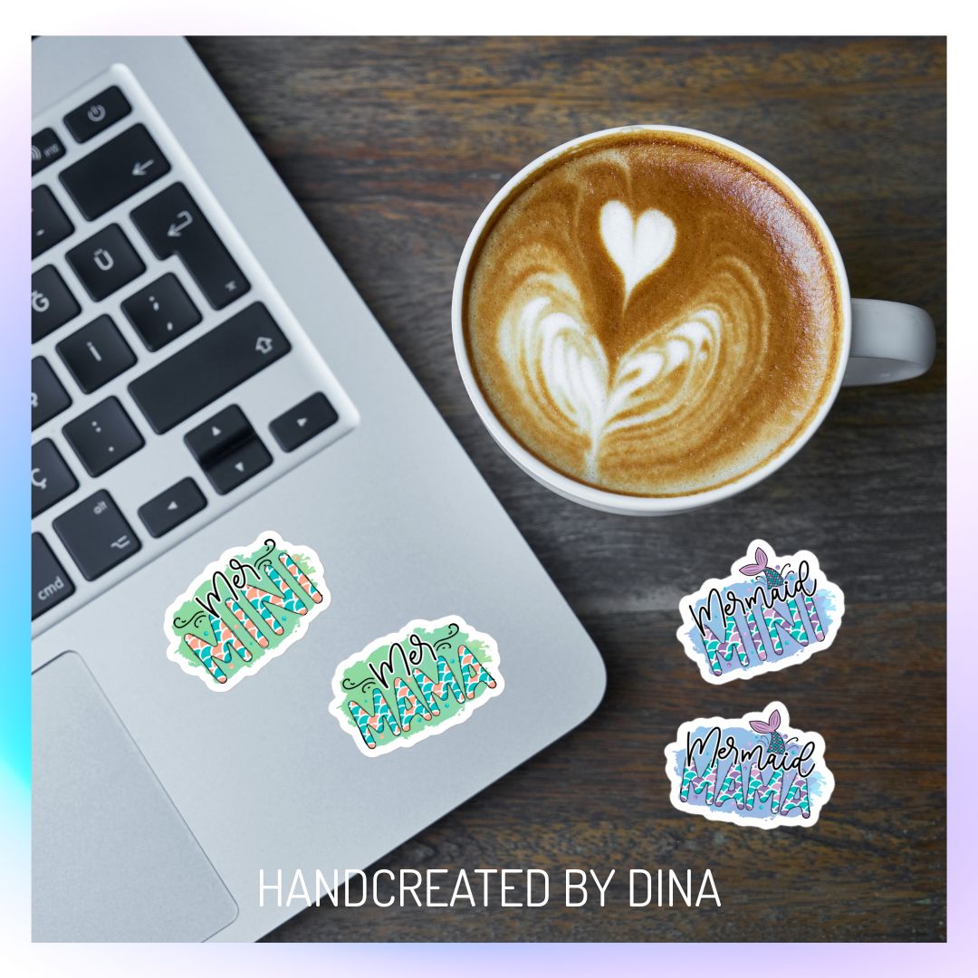 Mini Mermaid Kiss Cut Stickers, Bubble Free Vinyl Stickers Perfect for Kids Drink Bottles