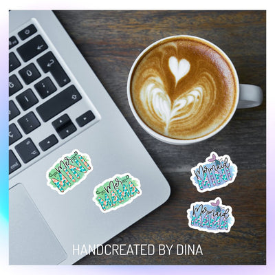 Mini Mermaid Kiss Cut Stickers, Bubble Free Vinyl Stickers Perfect for Kids Drink Bottles