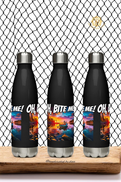Oh Bite Me Stainless Steel Water Bottle, Durable Insulated Drink Container for Sports and Travel, Ideal Gift for Fishing Enthusiasts