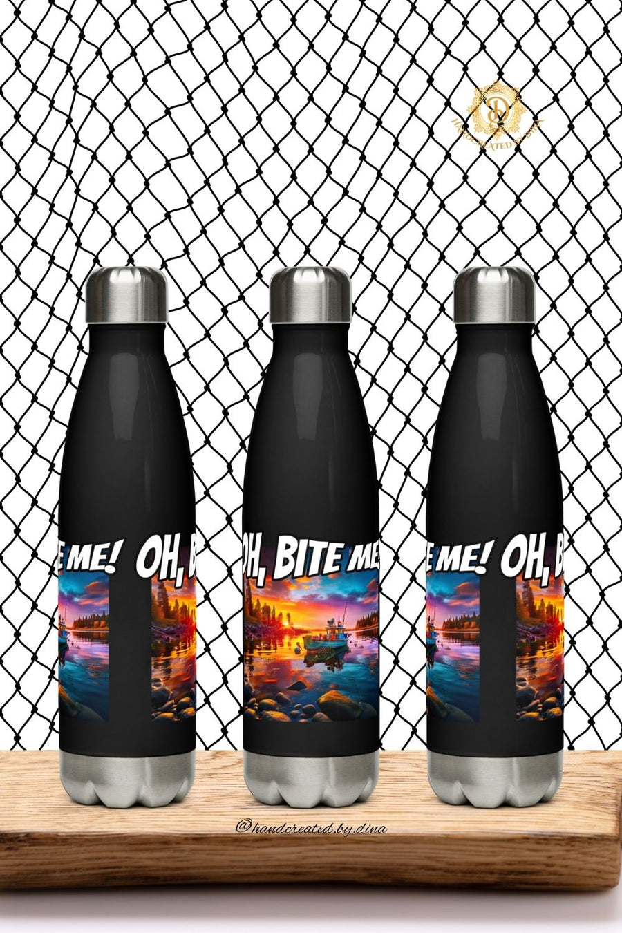 Oh Bite Me Stainless Steel Water Bottle, Durable Insulated Drink Container for Sports and Travel, Ideal Gift for Fishing Enthusiasts