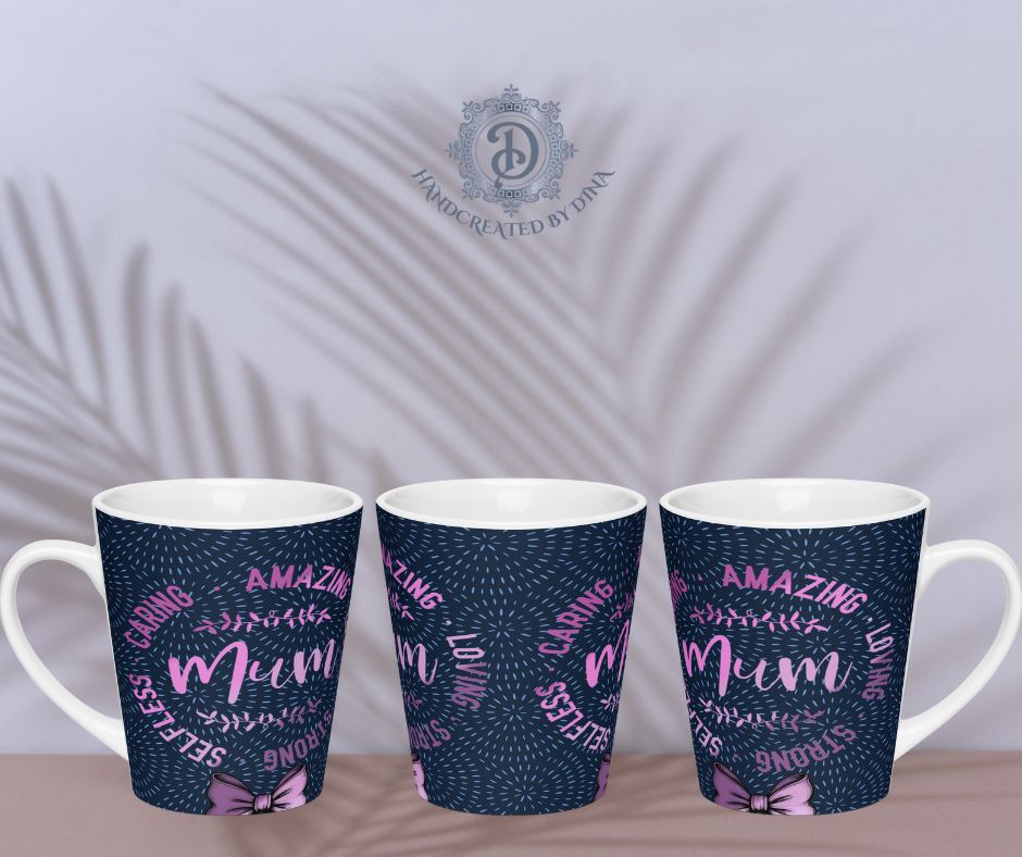 Amazing Mum Glossy Latte mug, Elegant Ceramic Mother's Day Mug for Everyday Use, Dishwasher Safe Mug Great For Mum