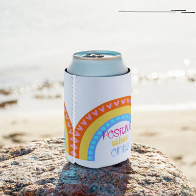 Positive Rainbow Drink Can Cooler, Insulated Can Holder, Beer Sleeve, Beverage Koozie, Picnic Accessory, Tailgate Drink Holder, Summer Essential