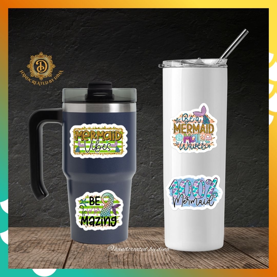 Sassy Bubble-free Stickers, Mermaid Stickers for Laptop Ideal for Drink Bottles
