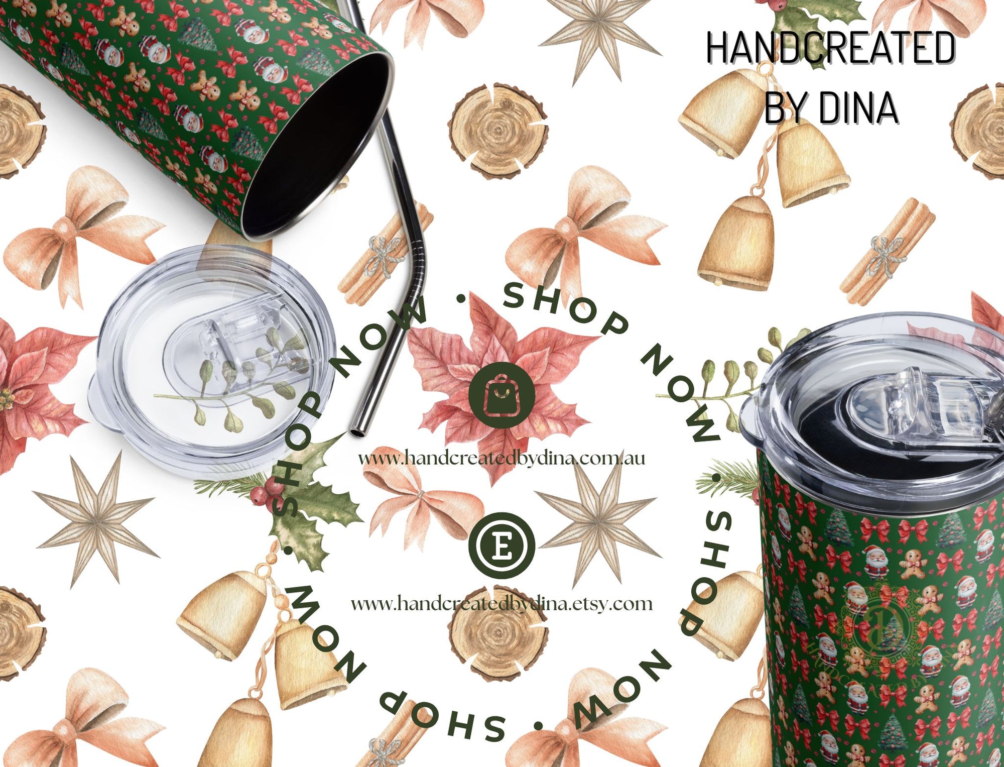 Green Christmas Print Stainless Steel Tumbler - Durable and Stylish Drinkware for Everyday Use - Ideal Gift for Birthdays or Special Occasions