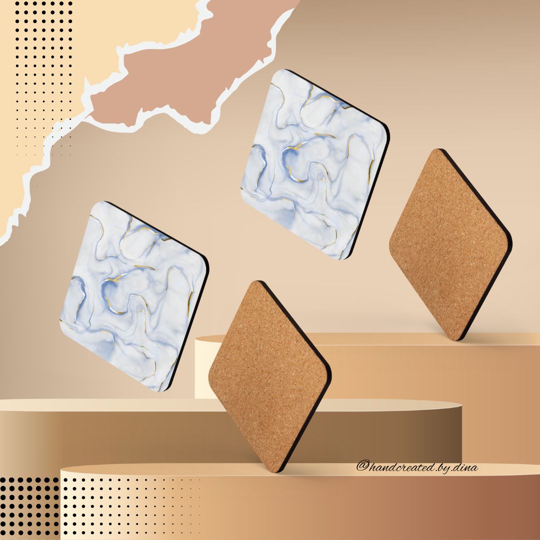 Marbled Cork-Back Coaster Collection, Eco-Friendly Drink Coasters to Protect Surfaces, Great Gift for Newlyweds or Friends