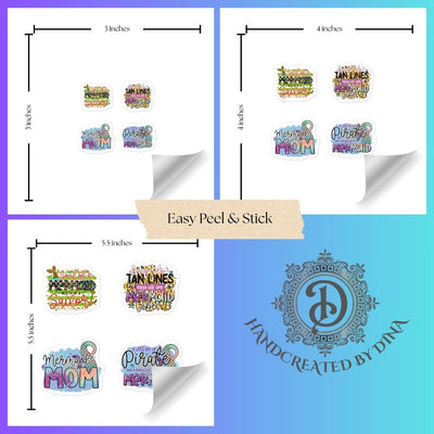 Bubble-free Mermaid Mom Stickers, Mermaid Stickers for Notebooks—Great for Crafting