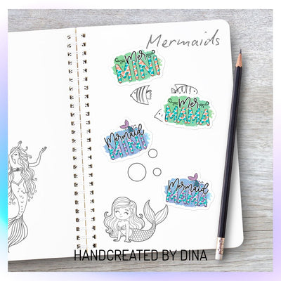 Mini Mermaid Kiss Cut Stickers, Bubble Free Vinyl Stickers Perfect for Kids Drink Bottles