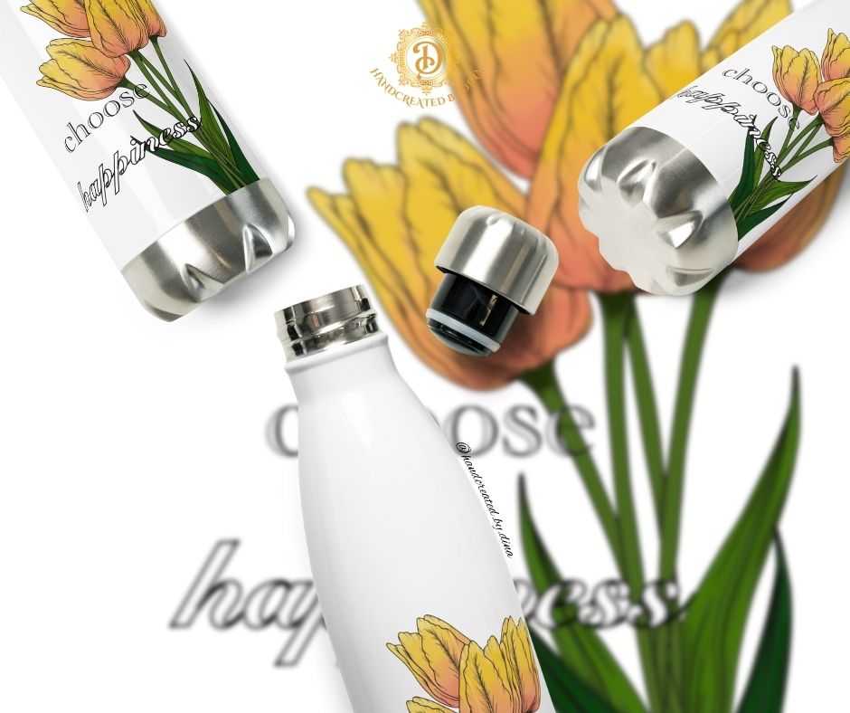 Tulip Stainless Steel Water Bottle, Sleek Insulated Design to Keep Drinks Cold or Hot, Ideal Gift for Fitness Enthusiasts