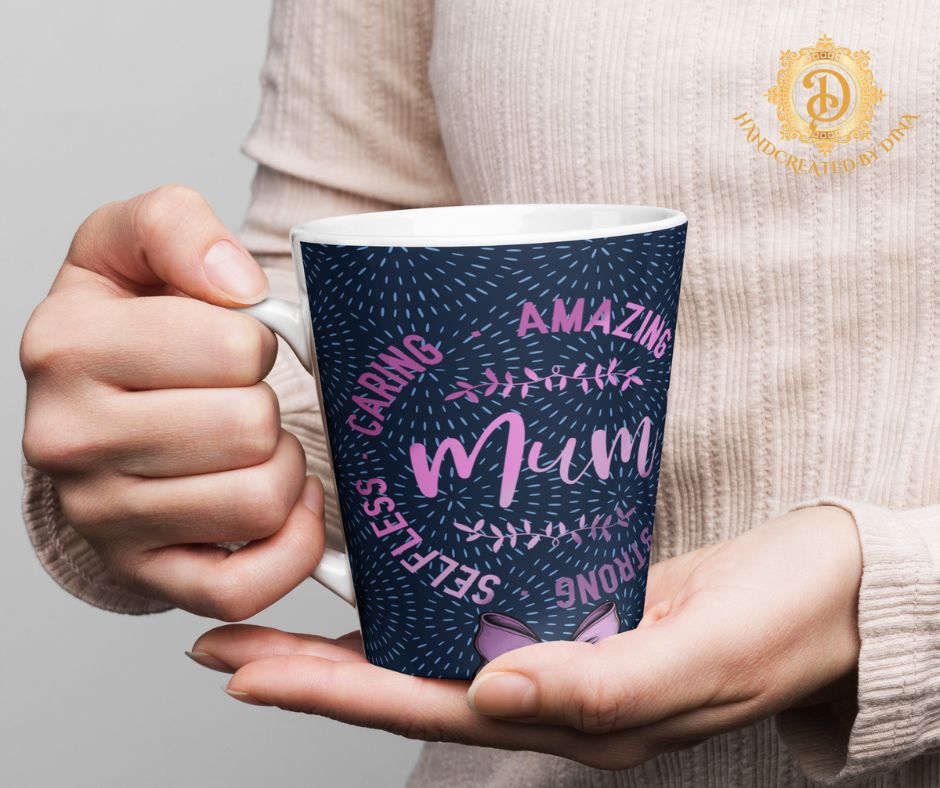 Amazing Mum Glossy Latte mug, Elegant Ceramic Mother's Day Mug for Everyday Use, Dishwasher Safe Mug Great For Mum