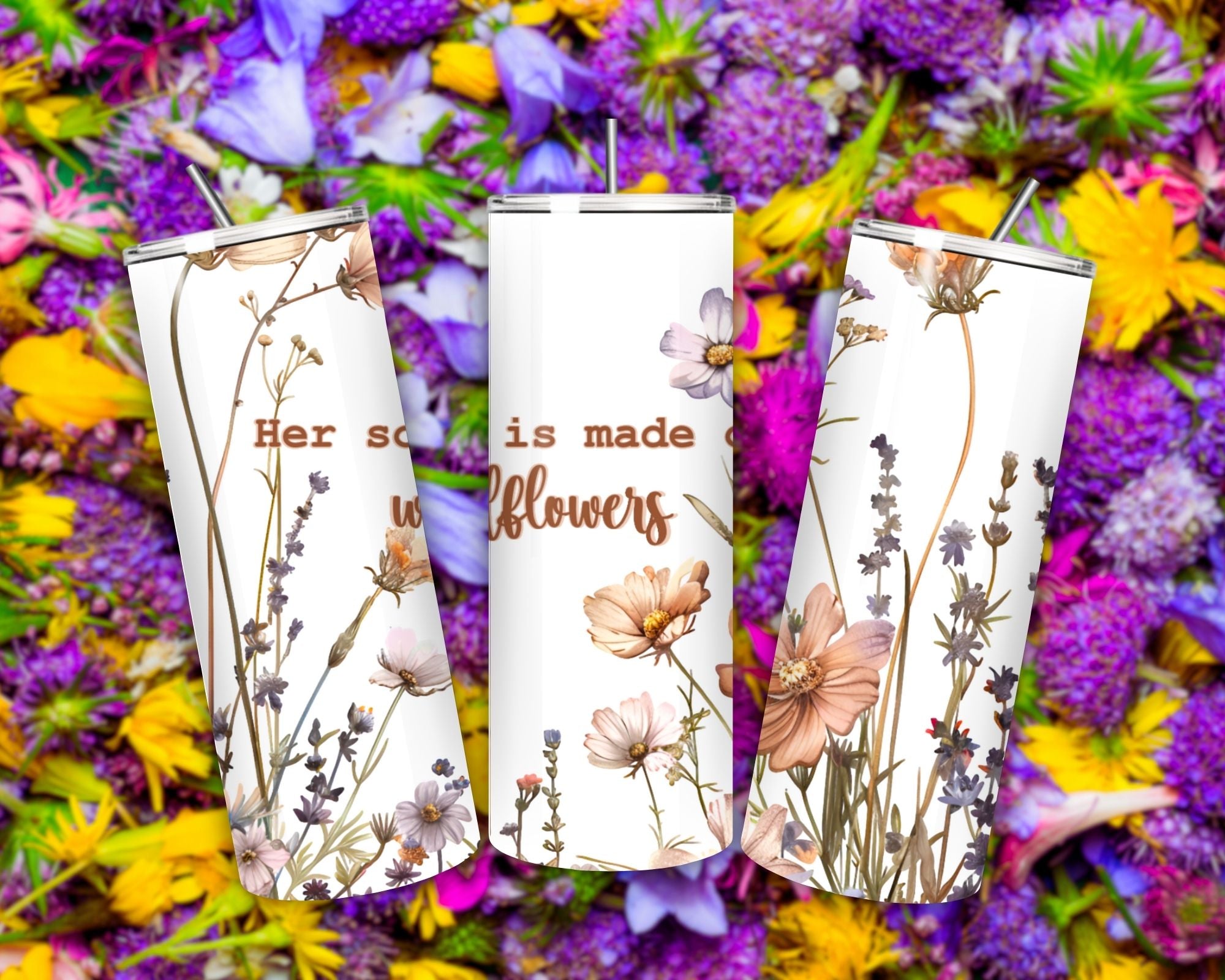 Wildflower Stainless Steel Tumbler, Sleek Double-Walled Insulated Cup for On-the-Go, Perfect Gift for Friends and Family