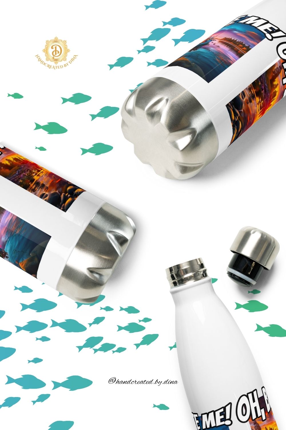 Oh Bite Me Stainless Steel Water Bottle, Durable Insulated Drink Container for Sports and Travel, Ideal Gift for Fishing Enthusiasts