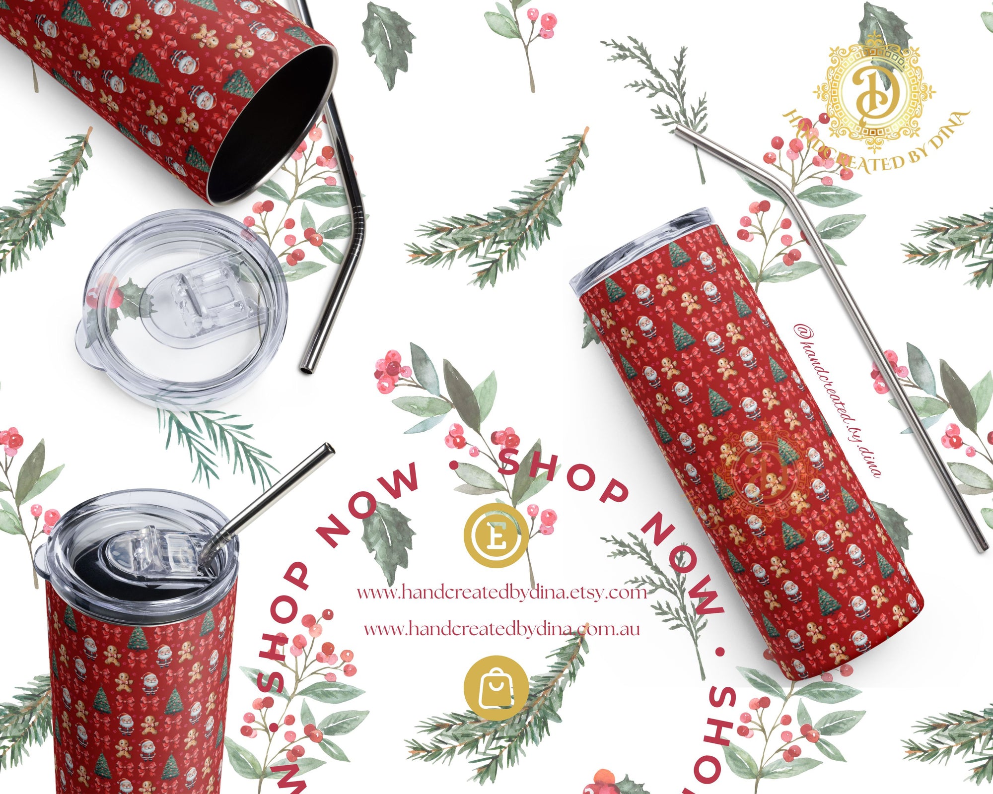 Red Christmas Stainless Steel Tumbler, Stylish Eco-Friendly Drinkware for Everyday Use, Ideal Birthday Gift for Friends & Family